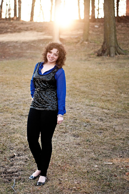 J Crew Sequin Tank with Cobalt  Top