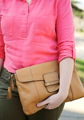 Pink Top with Olive Pants Outfit