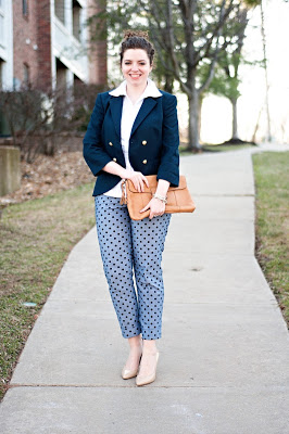 Blazer and polka dot pants