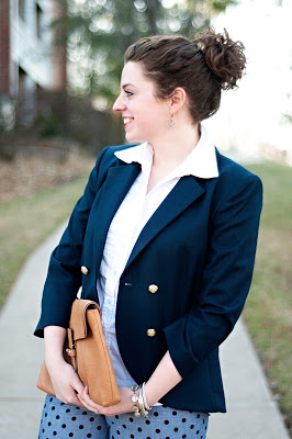 Blazer and polka dot pants