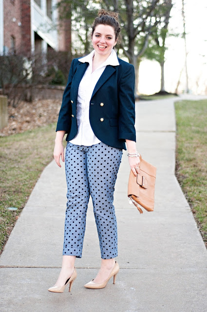 Blazer and polka dot pants