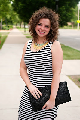 Striped Maxi Dress and Statement Necklace