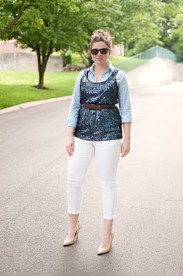 Blue Gingham with Sequin Tank