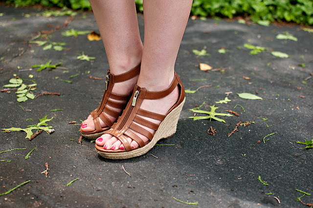 Brown strappy wedges