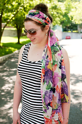 Striped Maxi Dress with Headscarf