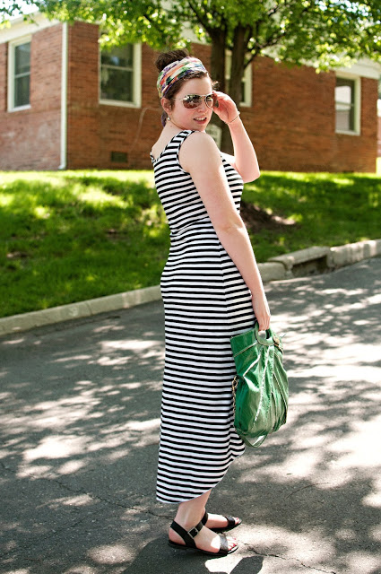 Striped Maxi Dress with Headscarf