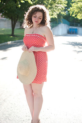 Pink Polka Dot Dress with Straw Hat