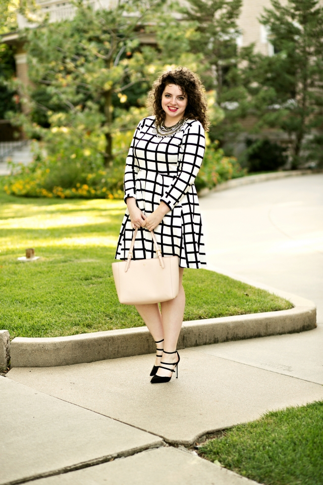 Graphic swing dress with heels for work! 