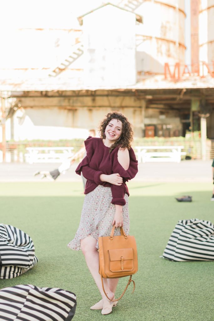 Ruffle sweater with Madewell ruffle skirt outfit | theadoredlife.com